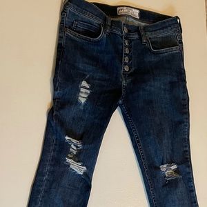 Dark Blue Free People Skinny Jeans